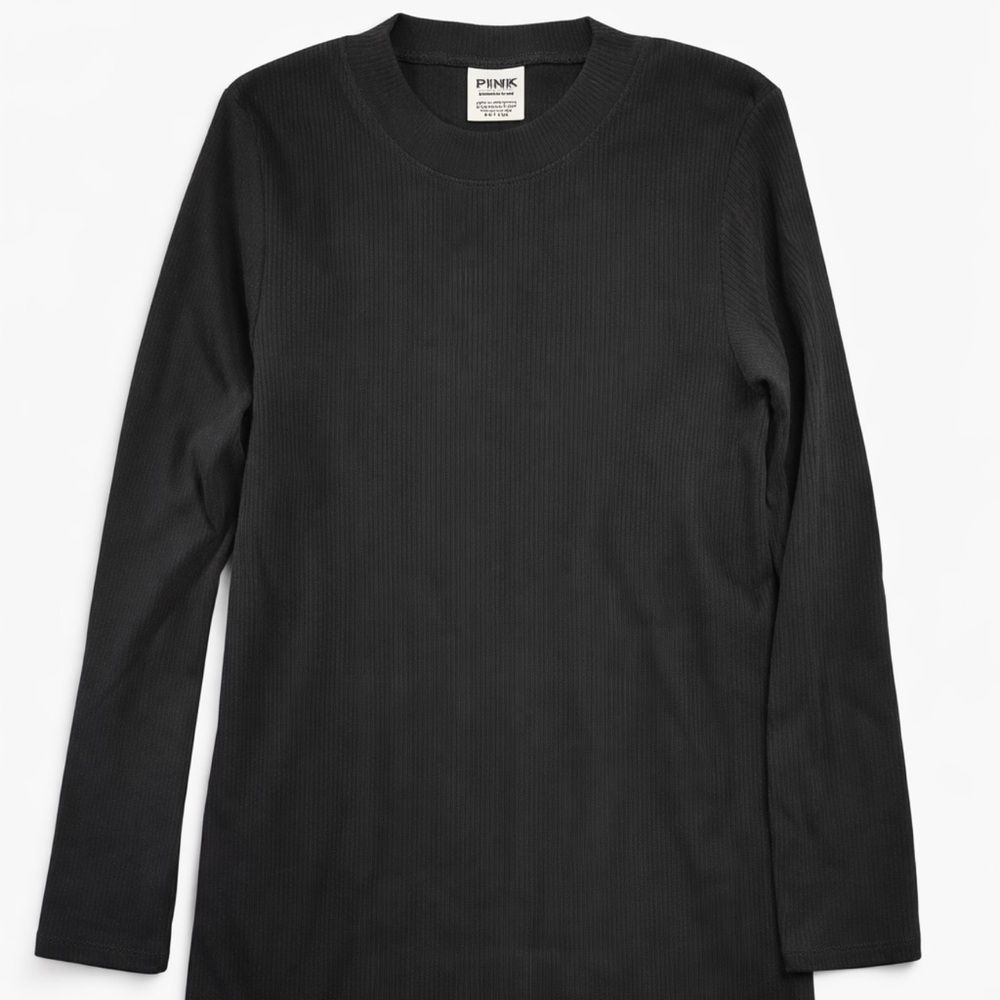 PINK Victoria’s Secret Ribbed Long Sleeve Dress | Black | Size XL